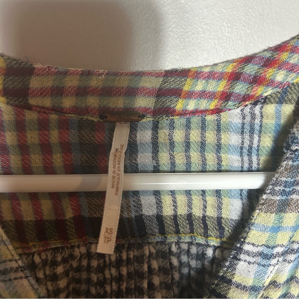 Free People Come On Over Plaid Oversized Button Down Blouse - Picture 6 of 8